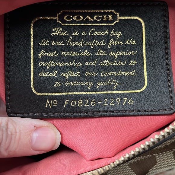 Authentic Coach handbag in brown/tan “C” monogram and gold sparkle accents - Picture 7 of 12